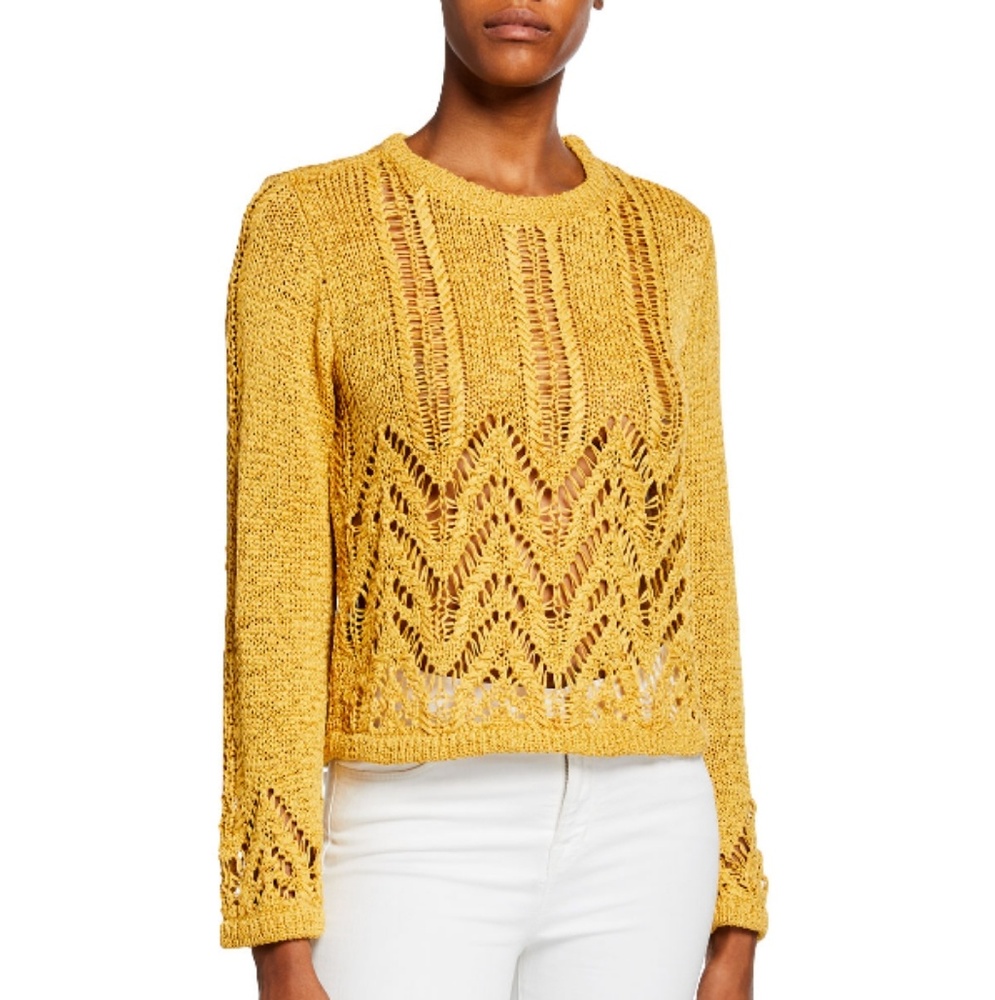 Bcbgmaxazria Golden Yellow Mixed Stitch Pullover